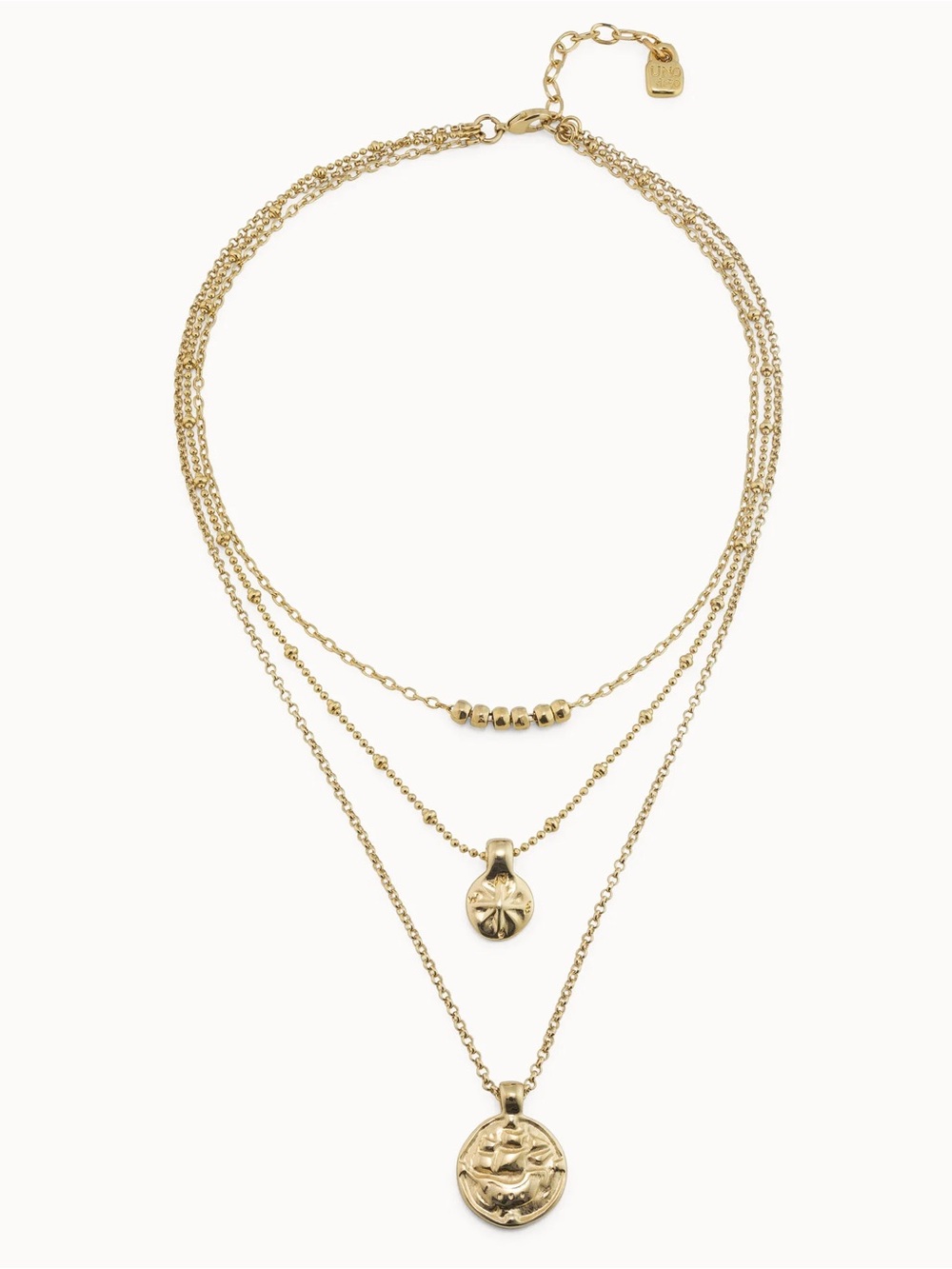 UNO de 50 Las Americas 18k Gold Plated Layered Coin Pendant Necklace